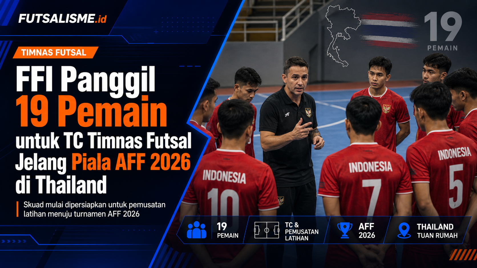 FFI Panggil 19 Pemain Untuk TC Timnas Futsal Jelang Piala AFF 2026 Di Thailand