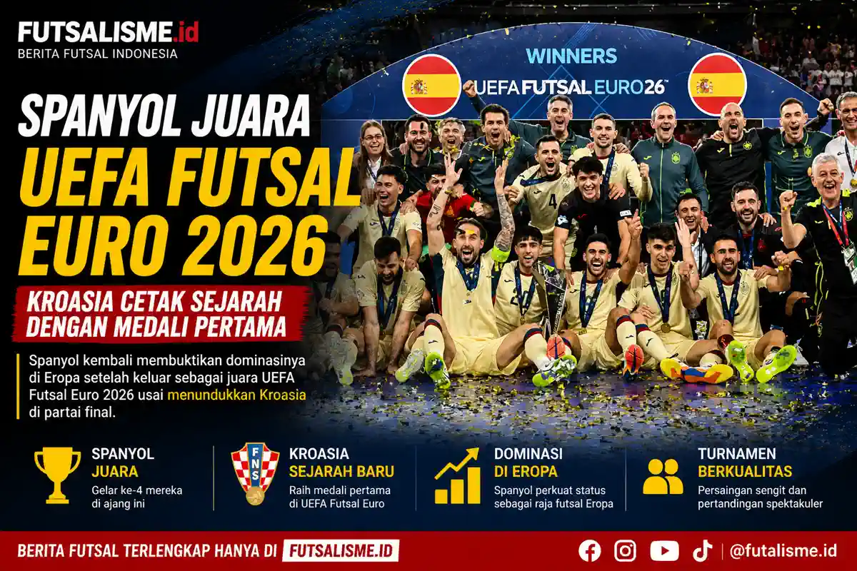 Spanyol Juara UEFA Futsal Euro 2026, Kroasia Cetak Sejarah Dengan Medali Pertama