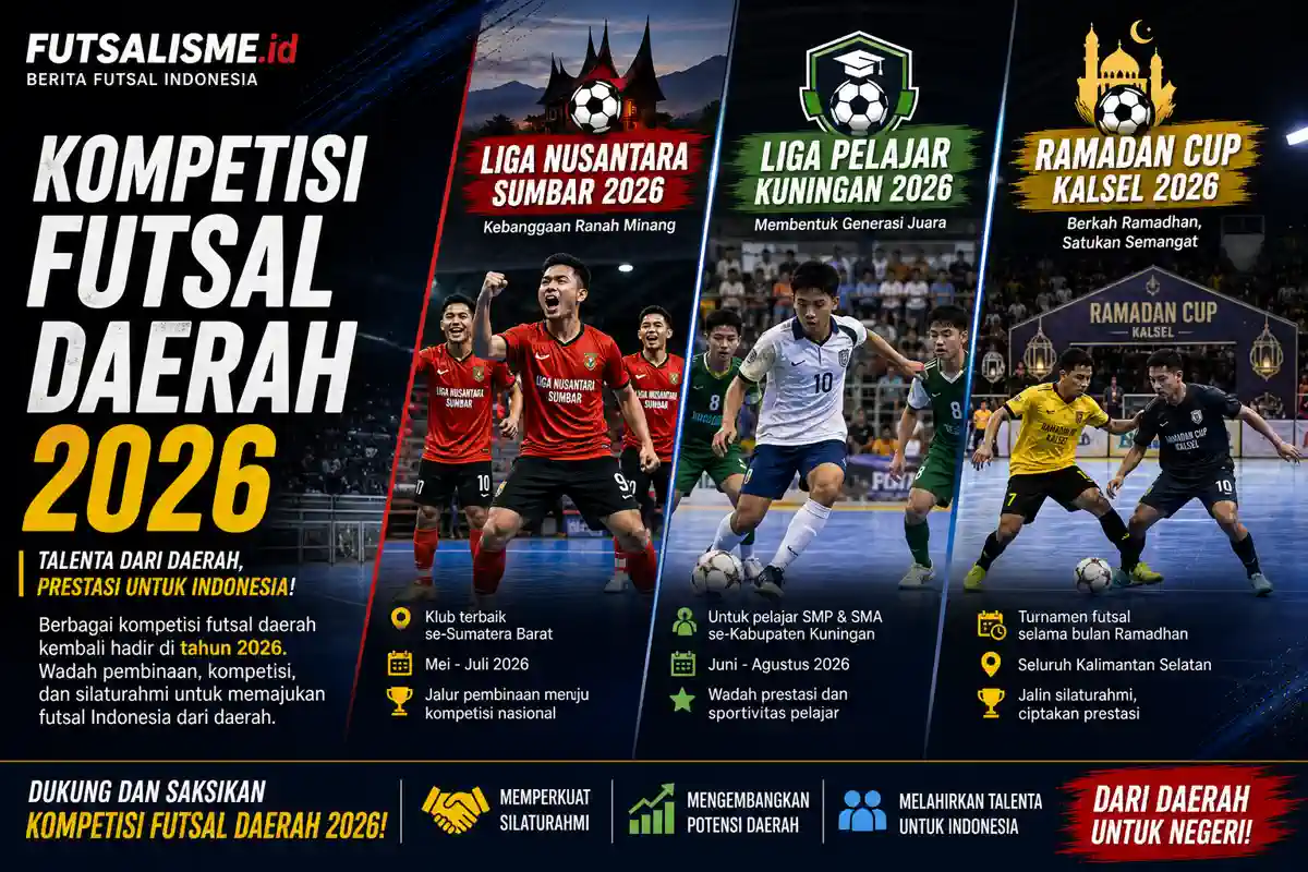 Kompetisi Futsal Daerah 2026 Liga Nusantara Sumbar, Liga Pelajar Kuningan, Ramadan Cup Kalsel